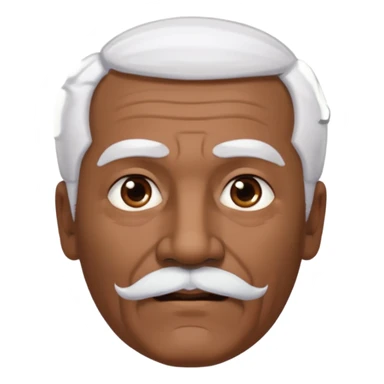 An elderly man emoji with medium-dark skin, swept-back white hair, thick eyebrows, and a short straight white mustache. sticker