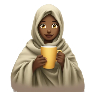 Girl drinking tea with blanket on sticker