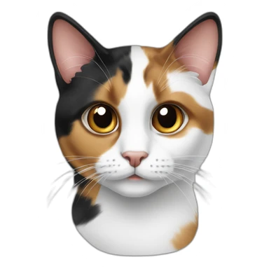 calico cat with a half white, half black nose sticker