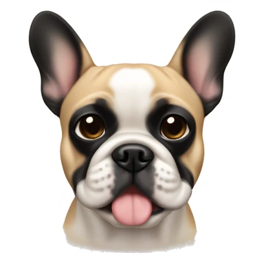 Tan French bulldog with black face sticker