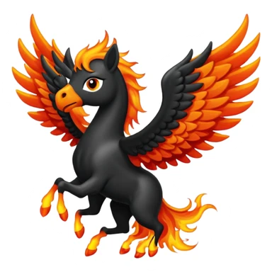 Pegaso negro ojos de fuego y alas de fuego enojado sticker