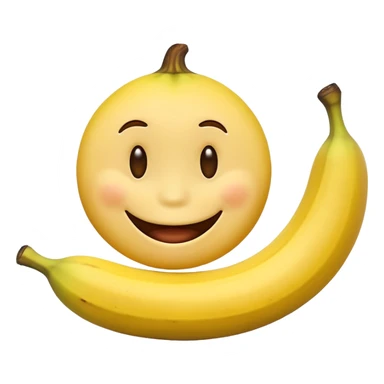 a yellow smiley face sucking a banana sticker