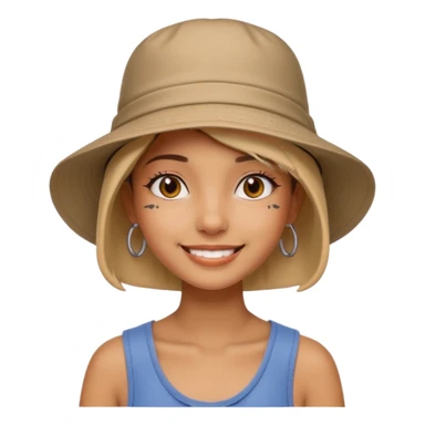 Cool girl with neck tattoo and bucket hat sticker