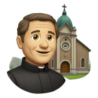 don bosco with a church on his background sticker
