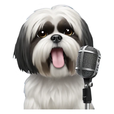 Black shih tzu singer with microphone sticker