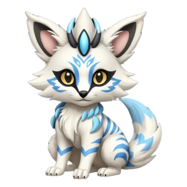Futuristic furry fluffy floofy feathery tribal marked Genet-Absol-Kyurem-Zeraora-Primagen-fusion-creature  sticker