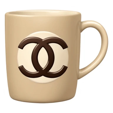 Chanel logo mug beige and dark brown sticker