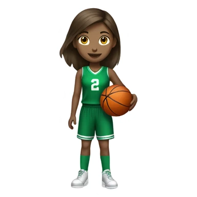 Straight brown hair girl playing basketball green uniform skinny sticker