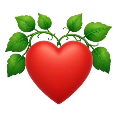 red heart with green vines growing around it and covering it up sticker