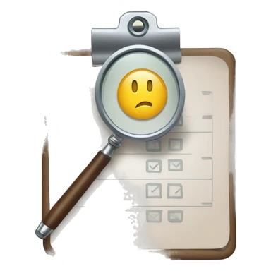 clipboard with a checklist combined with a magnifying glass sticker