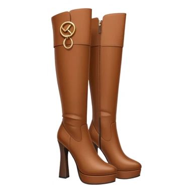 brown y2k heeled knee high boots sticker