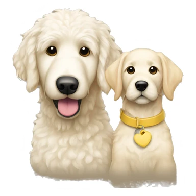 A golden doodle white with a yellow lab happy together  sticker