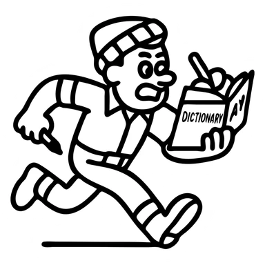 Make the lumberjack beardless while keeping the expressive and funny style. Include a dictionary and a red pen. No beard and no background. sticker