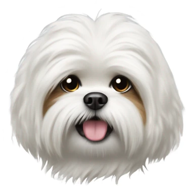 White fluffy dog, like shi tzu, pooping sticker