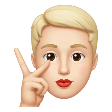 kissing face with peace sign hand sticker