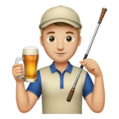 Golfer swinging his club at a glass of beer sticker