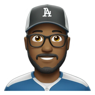 man with glasses and beard and baseball cap sticker