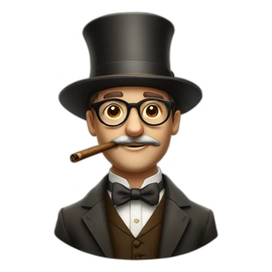 a dapper fellow with round opticals, cigar and old english tip hat sticker