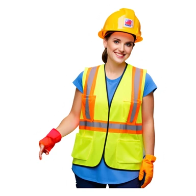  caitlin clark is a construction worker wearing a patriotic dress with a neon yellow safety vest over the dress. she also has a hard hat and a patriotic patch on the vest sticker