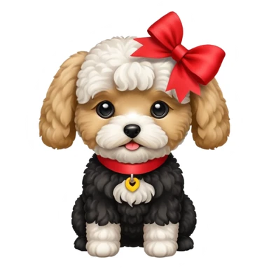 Maltipoo black with a ribbon at the ear  sticker