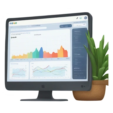 monitor showing a website dashboard with charts sticker