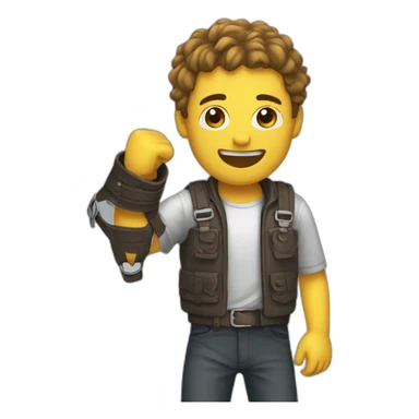 A man catching a belt sticker