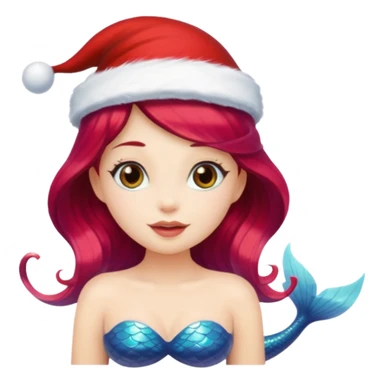 mermaid with christmass hat sticker