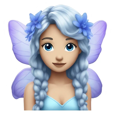 Beautiful, blue flower, fairy, blue, silver, purple, long hair, big wings sticker