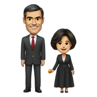 spanish president pedro sanchez with yolanda diaz sticker