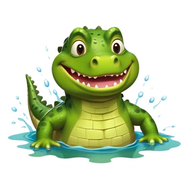 A green Shrek-crocodile hybrid swimming breaststroke in a puddle sticker