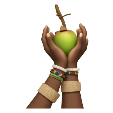 2 white hands holding 2 coconuts with bracelets on wrist  sticker