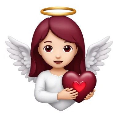 Deep maroon emoji heart with a little angel inside  sticker