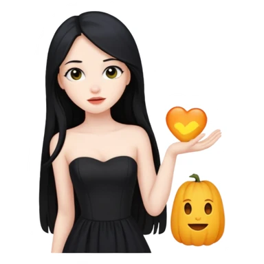 Pale girl with long black hair and black strapless dress sticker