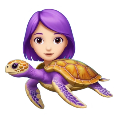 Purple girl Sea turtle in the ocean sticker