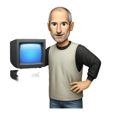  young Steve jobs  with computer sticker
