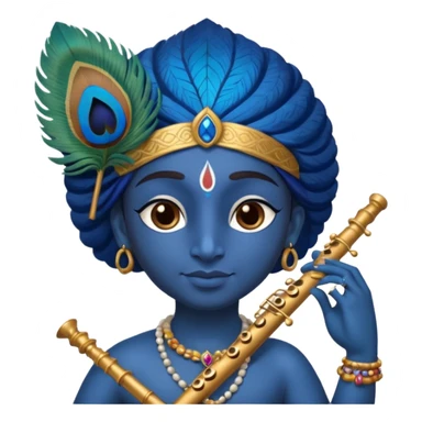 Blue Krishna and peacock feather on head with flute sticker