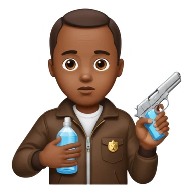 diddy shooting a gun in his right hand and baby oil in his left sticker