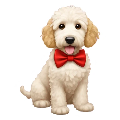 Golden doodle wearing Christmas bow tie sticker