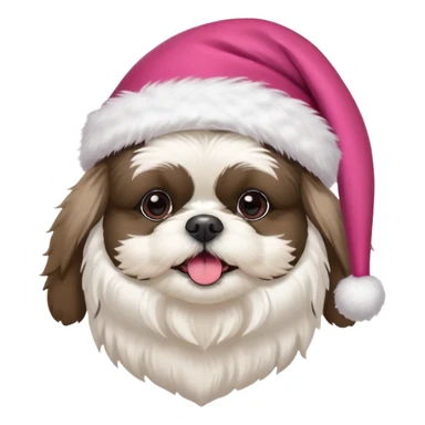 one little all white shih tzu with pink santa hat and one white and black havanese with red santa hat sticker
