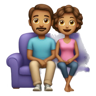 mom and dad and kid on couch sticker