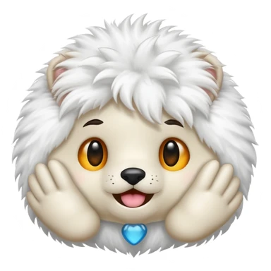 White furry thumb sticker