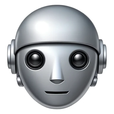 polished minimalistic perfectly round steel robot face, simple clean design sticker