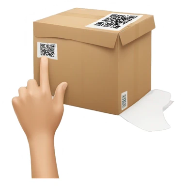 hand with phone scanning a parcel's qr-code sticker