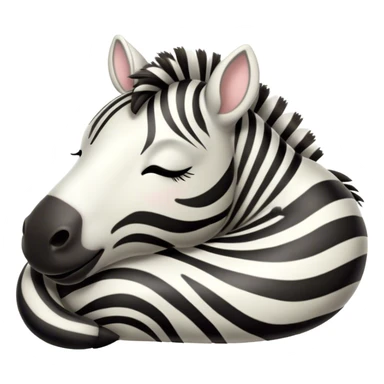 Meme-Worthy Cute Sleeping Zebra Portrait Emoji, Head resting peacefully with a contented smile, showcasing a lean, graceful build and a luxuriously soft striped Fur, eyes shut in a serene, restful nap, Simplified yet hilariously adorable features, highly detailed, glowing with a soft, drowsy light, high shine, relaxed and utterly lovable, stylized with an air of playful laziness, bright and heartwarming, soft glowing outline, capturing the essence of a comically sleepy zebra, so meme-worthy it feels like it could instantly become the next viral sensation of adorable slumber! sticker