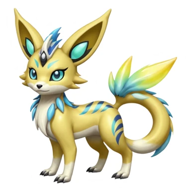 Splash-marked Exotic Meloetta-Zeraora-Lombax-Renamon-Protogen-Palkia-hybrid-fusion-Fakémon-creature, full body sticker