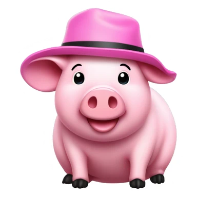 Un cerdito rosa con una gorra de color negro y el cerdito feliz sticker
