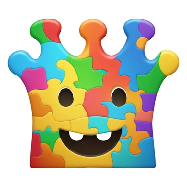 Puzzle piece crown with smile 3d sticker