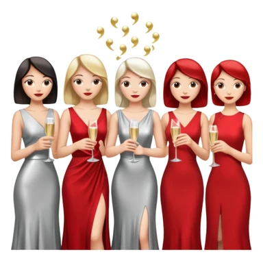 listening party people who only wearing red and silver dress code sticker