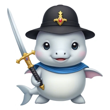 Beluga with hat and sword sticker