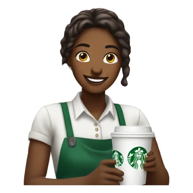 Girl starbucks barista smiling holding coffee sticker